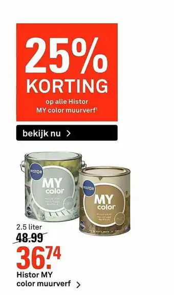 Karwei Histor my color muurverf  2,5 liter aanbieding