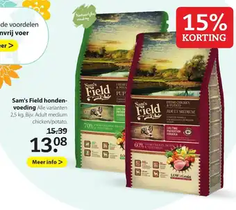 Pets Place Sam's Field Hondenvoeding 2.5kg aanbieding