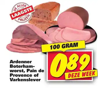 Nettorama Ardenner boterhamworst, pain de provence of varkenslever 100 gram aanbieding