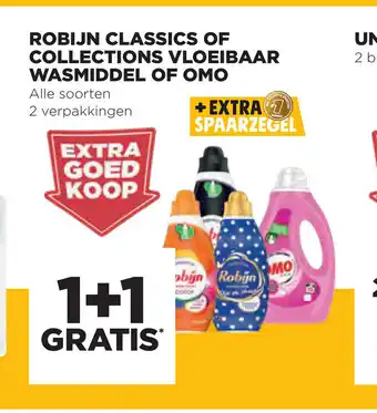 Jumbo Robijn Classics of Collections Vloeibaar Wasmiddel of Omo 2 verpakkingen aanbieding