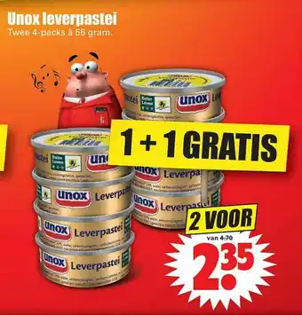 Dirk Unox Leverpastei 56 gram aanbieding