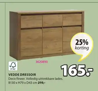 Jysk Vedde Dressoir B130 x H79 x D43 cm aanbieding