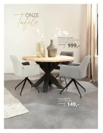 De Bommel Meubelen Eettafel solaris of stoel maxime aanbieding