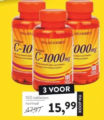 Holland & Barrett Vitamine C-1000MG 100 tabletten aanbieding