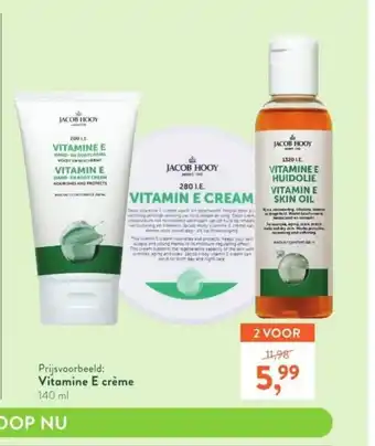 Holland & Barrett Jacob Hooy vitamine E creme 140ML aanbieding