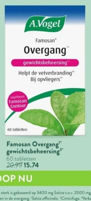 Holland & Barrett A. Vogel famosan overgang gewichtsbeheersing 60 tabletten aanbieding