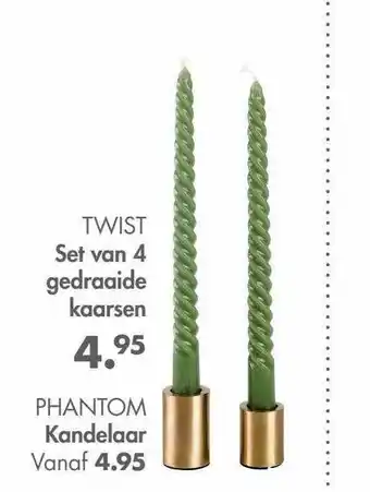 Casa Set van 4 gedraaide kaarsen of phantom kandelaar aanbieding