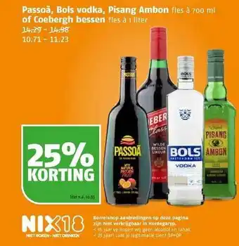 Poiesz Passoã, bols vodka, pisang ambon of coebergh bessen 25% korting aanbieding