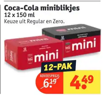 Kruidvat Coca-Cola miniblikjes 150ml aanbieding