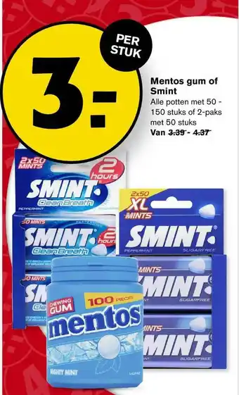 Hoogvliet Mentos Gum Of Smint aanbieding