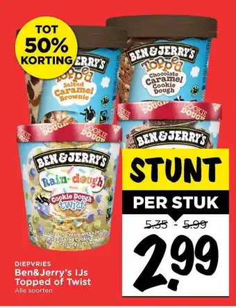 Vomar Voordeelmarkt Ben&Jerry's Ijs Topped Of Twist Tot 50% Korting aanbieding