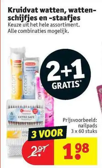 Kruidvat Kruidvat Watten, Wattenschijfjes En -staafjes 2+1 Gratis aanbieding