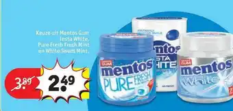 Kruidvat Keuze Uit Mentos Gum Insta White, Pure Fresh Fresh Mint En White Sweet Mint aanbieding