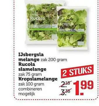 Coop Ijsbergsla Melange, Rucola Slamelange Of Kropslamelange aanbieding