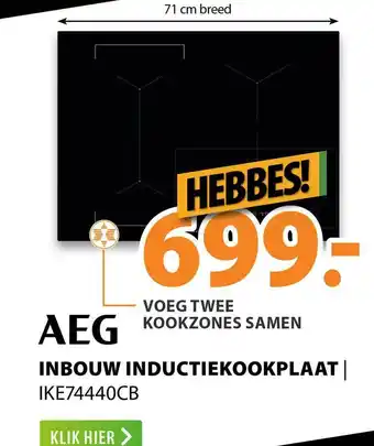 Expert AEG Inbouw Inductiekookplaat | IKE74440CB aanbieding