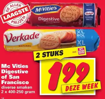 Nettorama Verkade Mc Vities Digestive of San Francisco 2*400-250g aanbieding