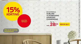 Praxis Sublime Vliesbehang Diamond Champagne 15% Korting aanbieding