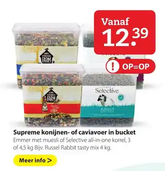 Boerenbond Supreme konijnen- of caviavoer in bucket 3-4.5 kg aanbieding