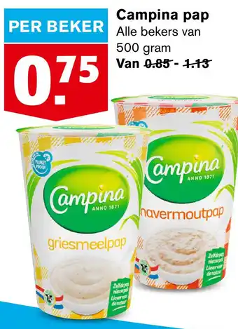 Hoogvliet Campina pap aanbieding