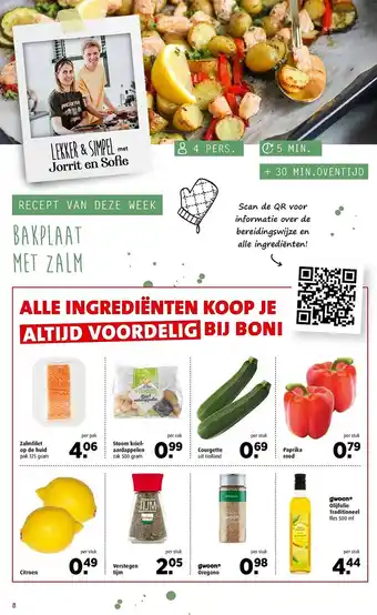 Boni Recept van deze week bakplaat met zalm aanbieding