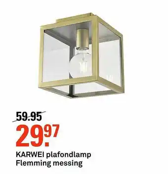 Karwei Karwei Plafondlamp Flemming Messing aanbieding