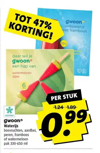 Boni Gwoon Waterijs Bosvruchten, Aardbei, Peren, Framboos Of Watermeloen Tot 47% Korting aanbieding