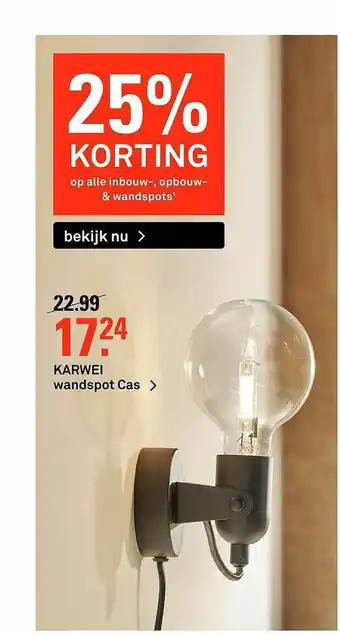 Karwei Karwei Wandspot Cas 25% Korting aanbieding