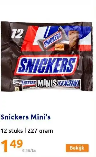 Action Snickers mini's aanbieding