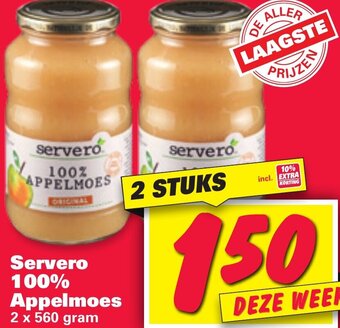 Nettorama Servero 100% Appelmoes 2*560g aanbieding