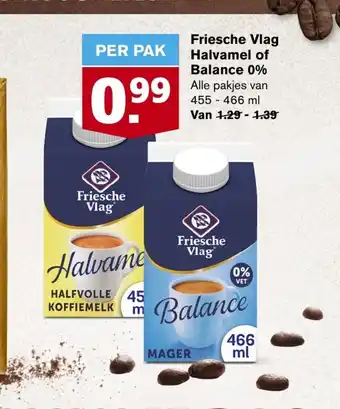 Hoogvliet Friesche Vlag Halvamel of Balance 0% 455 - 466 ml aanbieding