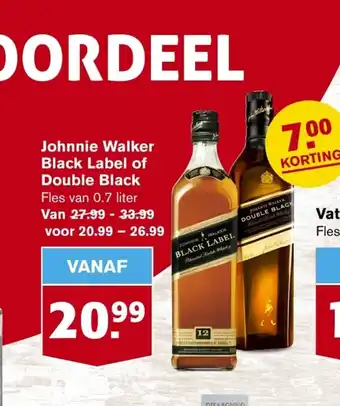 Hoogvliet Johnnie Walker Black Label of Double Black 0.7 liter aanbieding