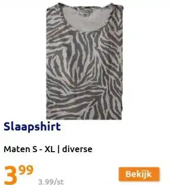 Action Slaapshirt aanbieding