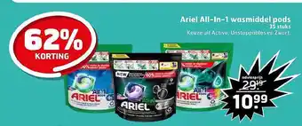 Trekpleister Ariel all-in-1 wasmiddel pods 62% korting aanbieding