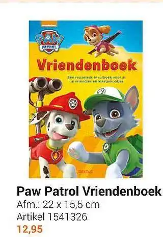 Lobbes Paw patrol vriendenboek aanbieding