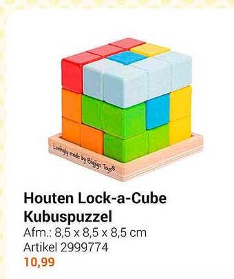 Lobbes Houten lock-a-cube kubuspuzzel aanbieding