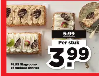 PLUS Plus slagroom- of mokkaschnitte aanbieding