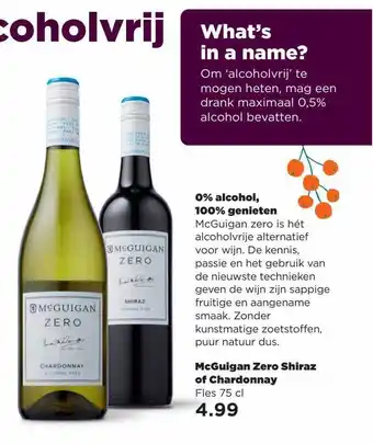 PLUS Mcguigan zero shiraz of chardonnay aanbieding