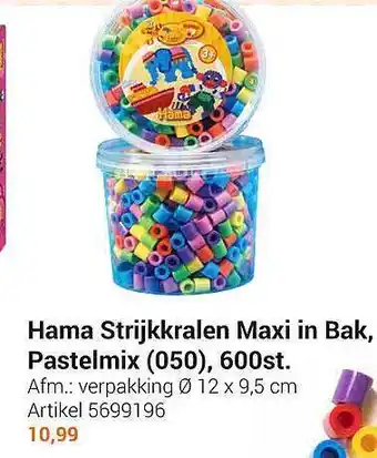 Lobbes Hama strijkkralen maxi in bak, pastelmix (050), 600st. aanbieding