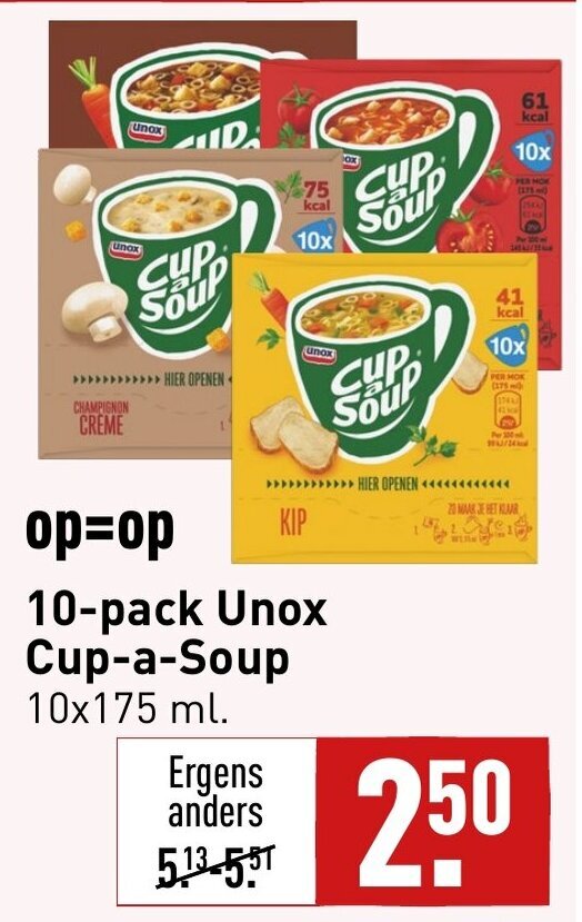 10pack unox cupasoup 10x175ml aanbieding bij ALDI