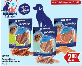 ALDI Romeo kip- of eendenfilet snacks 170g aanbieding