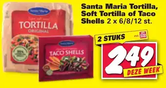 Nettorama Santa Maria Tortilla, Soft Tortilla of Taco Shees 2*6/8/12 st aanbieding