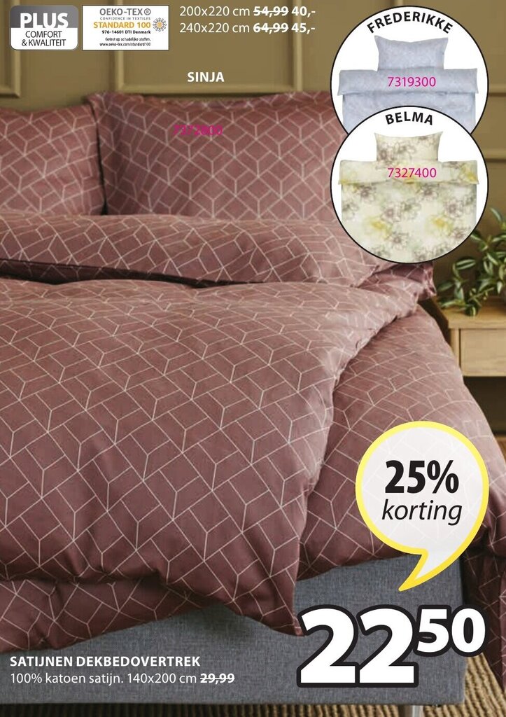 Jysk Satijnen dekbedovertrek 140x200CM 7372800 aanbieding