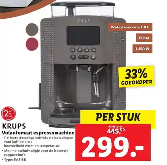 Lidl Krups volautomaat espressomachine 1.8L 1450W aanbieding