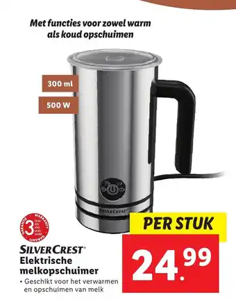 Lidl SilverCrest elektrische melkopschuimer 300ML 500W aanbieding