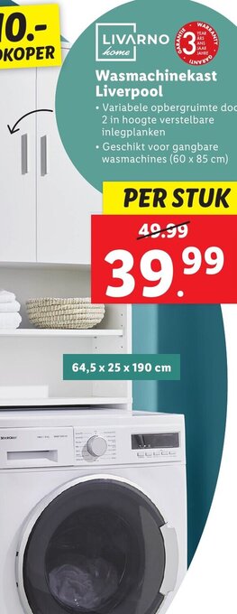 Lidl Livarno Home wasmachinekast liverpool 64.5x25x190CM aanbieding