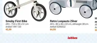 Lobbes Smoby first bike of retro loopauto zilver aanbieding