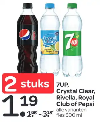 Spar 7UP, Crystal Clear, Rivella, Royal Club of Pepsi aanbieding