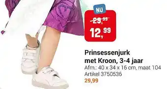 Lobbes Prinsessenjurk met kroon, 3-4 jaar aanbieding