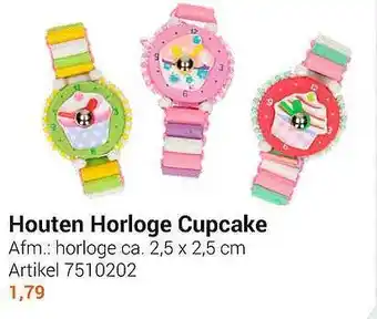 Lobbes Houten horloge cupcake aanbieding