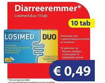 Die Grenze Diarreeremmer Losimed Dup 10 Tab aanbieding